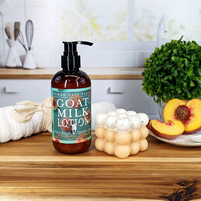 Perfectly Peach Scented Goat Milk Lotion & Soap Bar Duo Pack